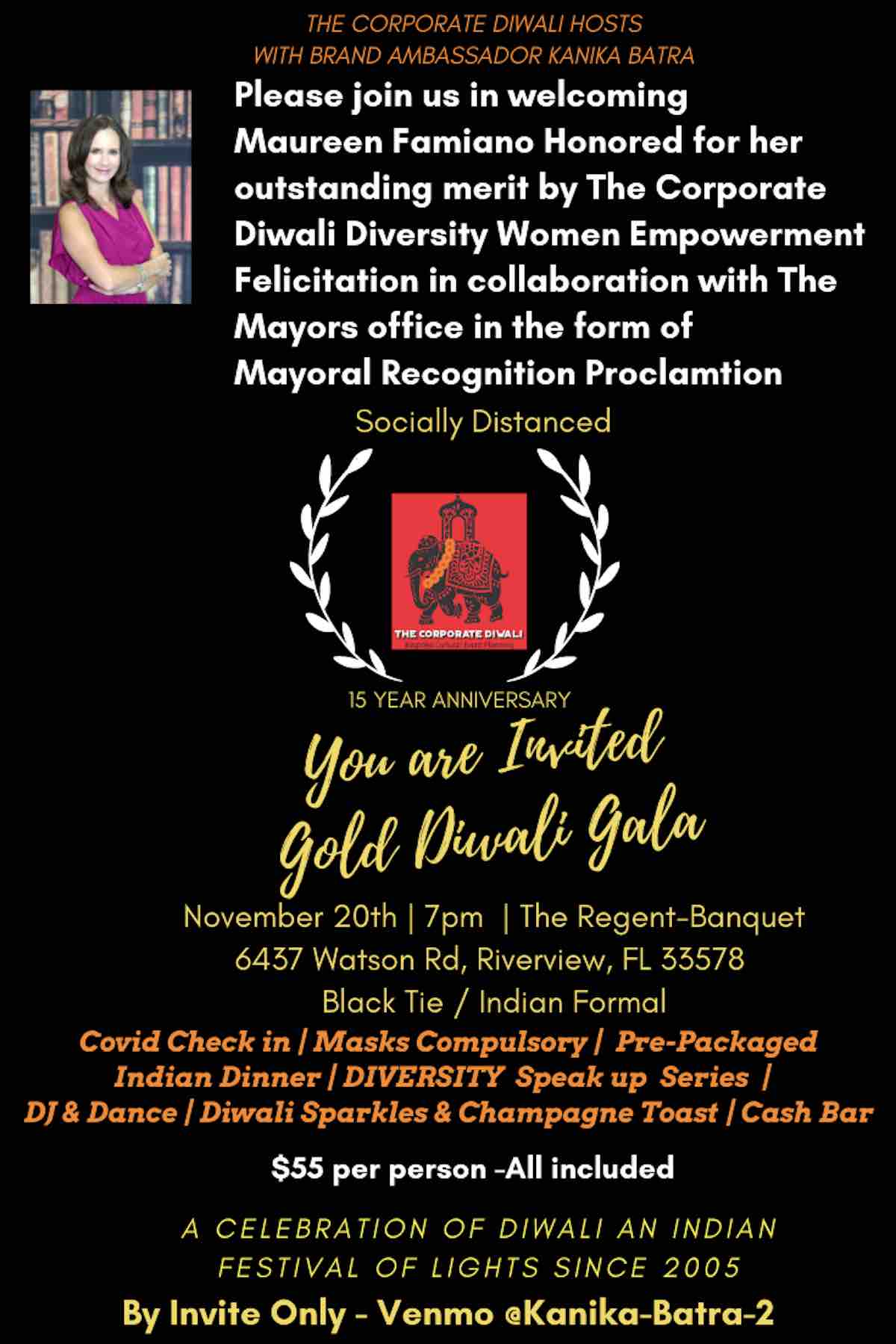 Diwali Event – Maureen Famiano Event Recognition